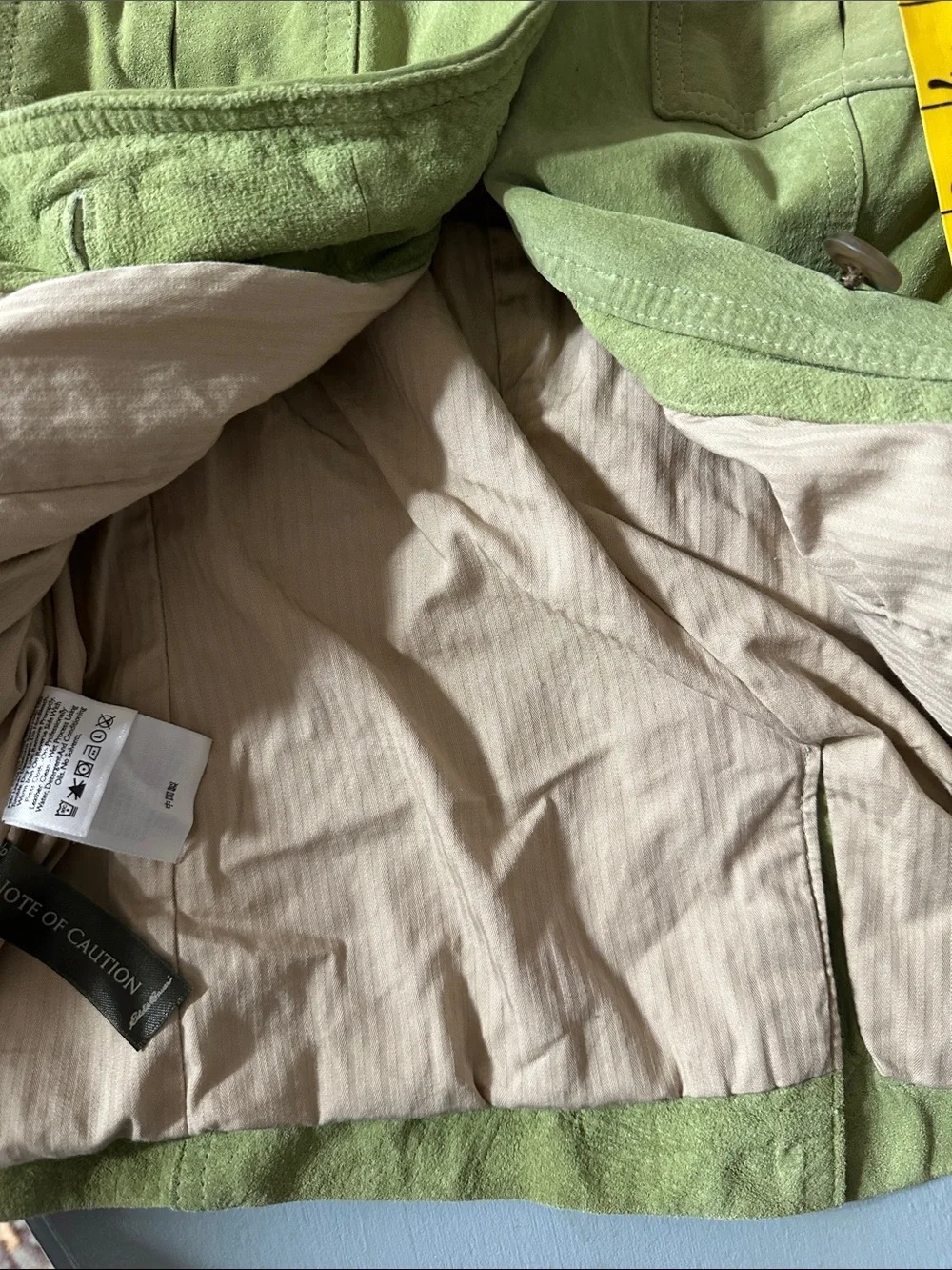 Eddie Bauer Vintage Seattle Suede Utility Safari Jacket Chartreuse Green Small